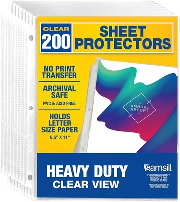 Samsill Heavy Duty Sheet Protectors for 3 Ring Binders, 8.5 x 200 Pack, Clear  - Image 1 of 4