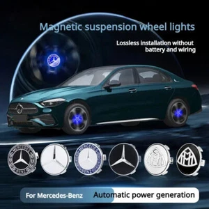 75mm Magnetic Suspension LED Illuminated Wheel Hub Caps Lights for Mercedes Benz - Picture 1 of 29