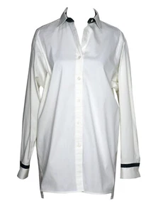 Túnica LAFAYETTE 148 S P Top Blanco Cuello Cristal Adornado Botones Usada en Excelente Condición - Imagen 1 de 3