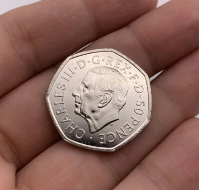 Magic Split Coin 50 pence Clone Coin Close Up Magic Trick with King Charles coin - Image 1 of 3