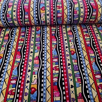 TIMELESS TREAUSRES FABRIC Home Is Where the Heart Is Stripe Cotton Timeless Treasures By the Yard