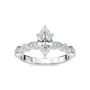 1.19 ct IGI Certified Lab Grown Diamond Engagement Ring Marquise Cut 14k Gold - Picture 1 of 3