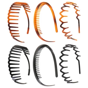 6PCS Elastic Toothed Headbands Invisible Hair Hoops Unisex Wash Face Hair Clasps - Picture 1 of 12