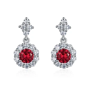 TINY 18k white gold gp stud made with swarovski crystal earrings fashion dangle - Picture 1 of 12