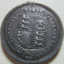 1887 Great Britain Victoria SILVER (Honi Soit Qui Mal Y) PENSE Coin. (W1571)