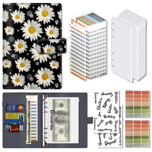 Budget Binder Cute A6 Money Saving Binder with Zipper Envelopes PU Leather Mo... - Picture 1 of 5