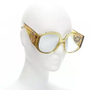 GUCCI GG0151S GG logo yellow acetate oversized GG sunglasses - Picture 1 of 9