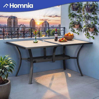 All Season Patio Outdoor Sturdy Metal Dining Table w/ Umbrella Hole for 6 Person - Image 1 of 4