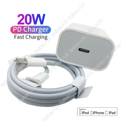 20W Type USB-C Fast Charger PD Adapter Cable For iPhone 14/13/12/11 Pro/XR iPad - Image 1 of 4