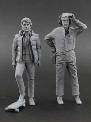 McFly & Brown   (Back to the Future) Figura per 1:18 HotWheels Elite DeLorean - Immagine 1 di 4