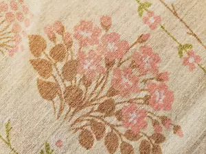 Full flat sheet pink and cream with white flowers, shabby chic, cottage core - Picture 1 of 11