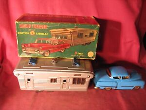 SSS Toys, Tinplate "House Trailer With Friction Cadillac" With Box