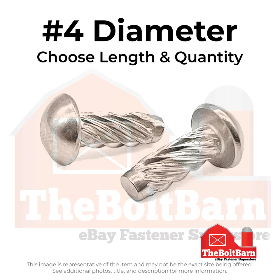 #4 304 Stainless Steel Round Head Type U Drive Screws (Choose Length & Qty) - Image 1 of 1