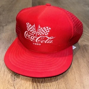 Coca Cola Hat Nascar Coke Racing Cap Mesh Trucker Retro Indy 500 F1 Vtg 1989 NEW - Picture 1 of 12