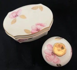 Lot of (2)~Lenox Royal Blossom~Box & Perfume Decanter w/Pink Flowers & 24K Gold - Picture 1 of 9