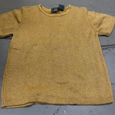 Blusa Liz Wear Petites dorada brillante manga corta talla pequeña Foto 1 de 4