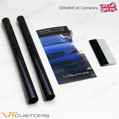 2 Lot 30 x 75cm Light Smoke Black Tint Film Headlights Tail light Car + SQUEEGEE - Image 1 of 4