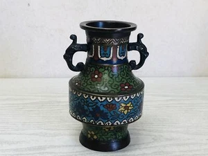 Y3552 FLOWER VASE Chinese Cloisonne Arabesque ikebana home interior antique - Picture 1 of 12