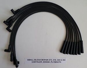 SMALL Block MOPAR 273 318 340 360 1964-1978 BLACK HEI 8mm Spark Plug Wires USA