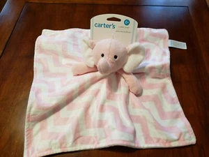 New NWT Girl Carters Pink White Chevron Stripe Elephant Lovey Security Blanket - Picture 1 of 4