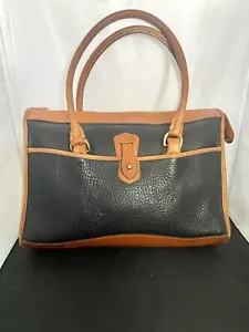 Vintage Dooney Leather Navy Blue Purse Handbag Satchel Medium Pebble USA! πΊπΈ - Picture 1 of 10