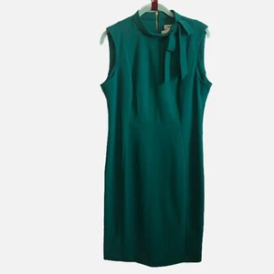 Calvin Klein Women Green Bow Neck Zipper Back Sheath Dress Size 12. New. - Picture 1 of 10