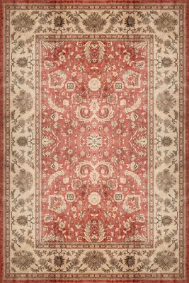 Red Floral Rug - Area Rugs 3x5 - Bedroom Rugs 5x8 - Living Room Rugs 6x9 Turkish - Image 1 of 4