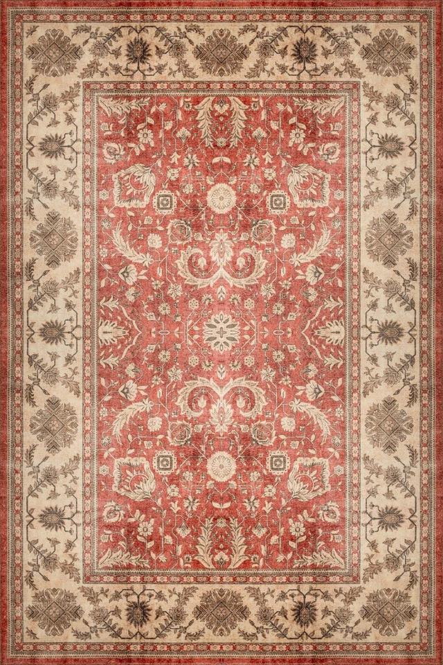 Red Floral Rug - Area Rugs 3x5 - Bedroom Rugs 5x8 - Living Room Rugs 6x9 Turkish - Image 1 of 4
