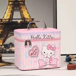 Cute Hello Kitty Head Bow Makeup Bag Cosmetic Huge Case Travel Organizer Girls' - Picture 1 of 1