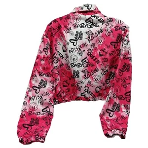 Rue 21 Size Medium Crop Jacket Pink Black Queen Antisocial - Picture 1 of 6