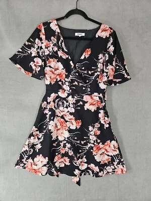 BB Dakota Womens 6 Floral Faux Wrap Midi Vneck Dress Tie Feminine Coquette  - Imagem 1 de 4