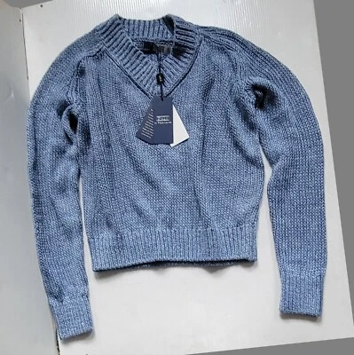 Nuevo con etiquetas Polo Ralph Lauren Mujer Azul Suéter Lino Algodón $228 Talla XXS XS S Pequeño Foto 1 de 4