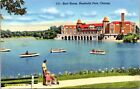 IL Chicago, Humboldt Park Boat House, Rowboats, Father and Kids, Linen, Unposted