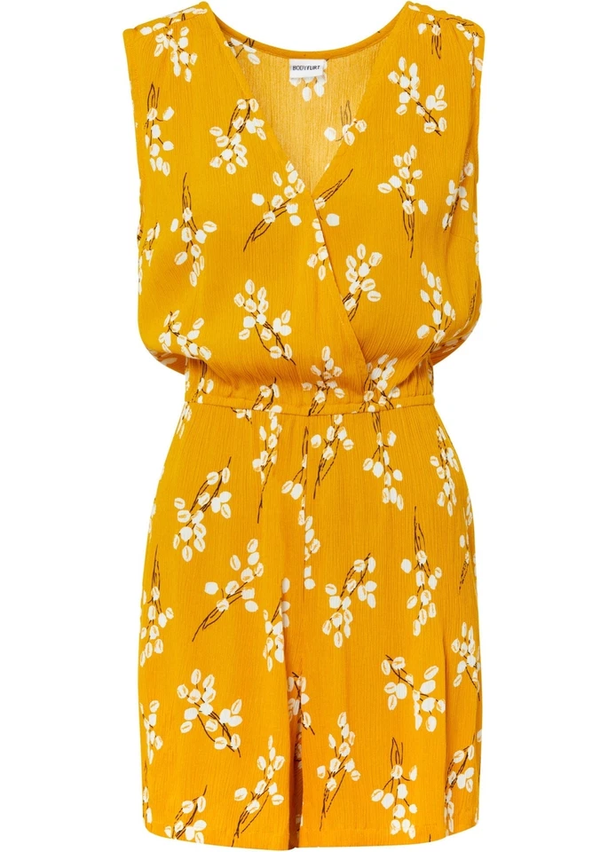 Neu bedruckter Jumpsuit Gr. 34 Gelb Geblümt Damenjumpsuit Overall Einteiler - Bild 1 von 1