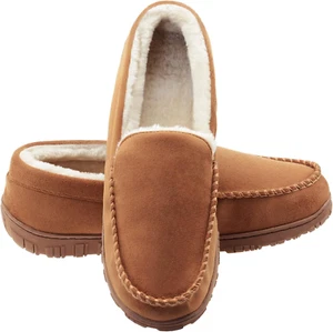 Moccasins for Men House Slippers Indoor Outdoor Plush Mens Bedroom Shoes with Ha - Picture 1 of 12
