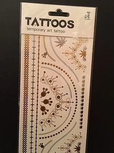 10 Flash Temporary Henna Lace Tattoos Rose Gold Silver Butterfly Necklace - Picture 1 of 8