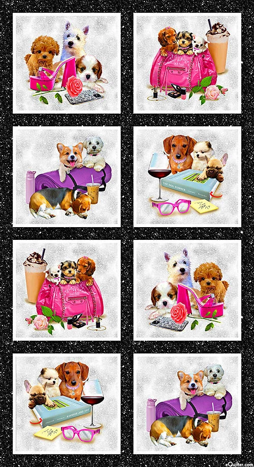 Tela para escenas de animales cachorros perros 24" X 44" panel diva cachorros algodón de Henry Glass Foto 1 de 1