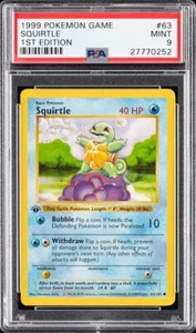1999 Pokemon Base Set Shadowless 1st Edition Squirtle #63 PSA 9 - Picture 1 of 2