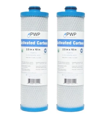 PRO WATER PARTS RV Water Filter Activated Carbon Block Push-Nipple Cartridge OEM 2.5 x 10" for