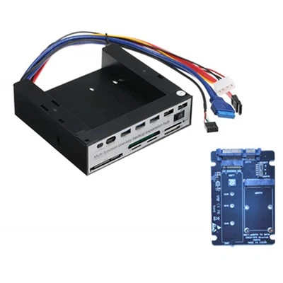 Multifunktions 5,25" Front Panel Expansion Hub mit USB3.0 USB2.0 Ports Kartenleser - Bild 1 von 4