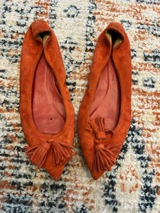 J.CREW Women’s Lottie Suede Flats in Orange Size 7 - Picture 1 of 4