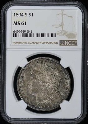 1894-S S Morgan Dollar S$1 NGC MS61 - Image 1 of 2
