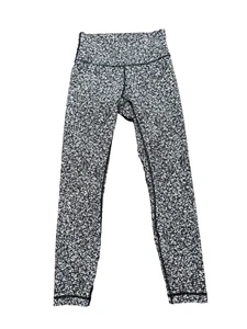 Lululemon Pants Womens 4 Black White High Rise Wunder Under Full Length Yoga Gym - Picture 1 of 6