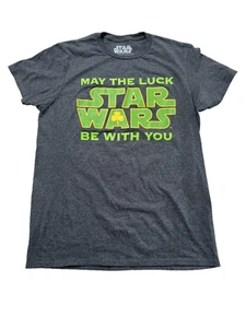 Star Wars Shirt Mens Large Gray May The Luck Be With You St Patrick’s Day Tee - Picture 1 of 5