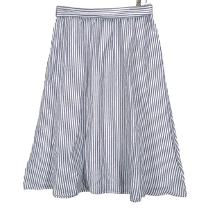 Talbots Rock Damen groß blau weiß gestreift Leinen Baumwolle A-Linie Midi gefüttert - Bild 1 von 10