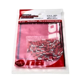 100Pk/16 Gauge Wire Ferrules Red IS-TFK-16 Audiopipe Installation Solution - Picture 1 of 1