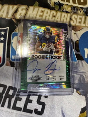 2021 NFL Contender Optic Jacob Harris Green Rookie Ticket Auto/30 - Image 1 of 4