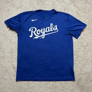 Nike Tee Men’s Large Kansas City Royals Blue T-Shirt GREASE STAINS FLAWS - Picture 1 of 6