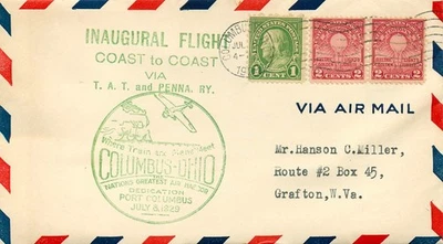 Inaugural Flight Coast to Coast Air Mail - T.A.T and PENA RY. - Image 1 of 2