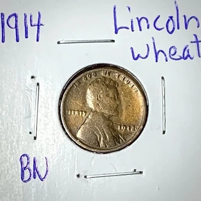 1914-P Lincoln Wheat Penny BN About Uncirculated AU Sleeved FREE SHIPPING - Image 1 of 4